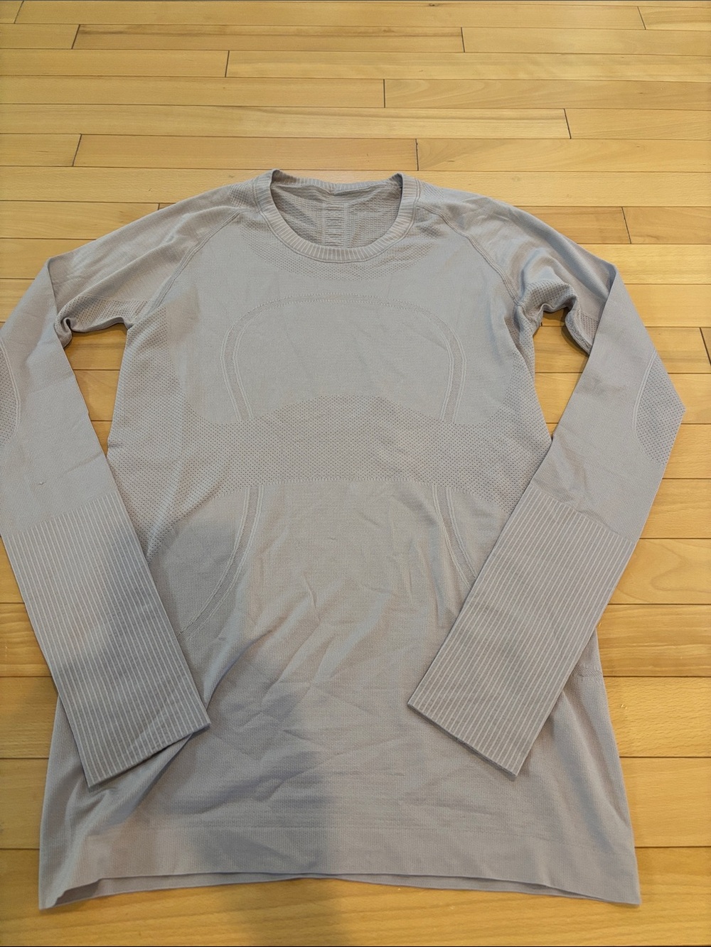 Lululemon Swiftly Light Gray/Mauve Seamless Long-Sleeve Performance Shirt